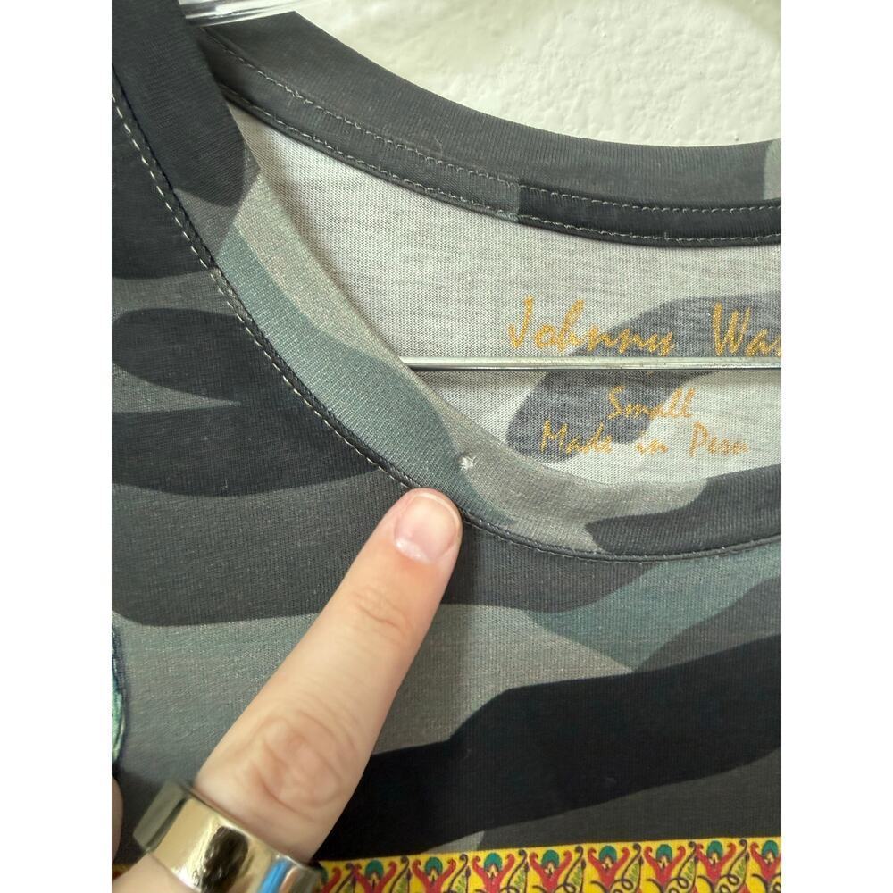 Johnny Was Camo Tiger Porthos Scarf Graphic Tee Pima Cotton Size Small - Picture 6 of 8